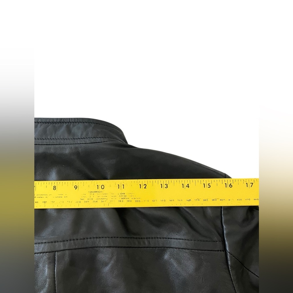 Michael Kors Black Leather Lambskin Moto Biker Jacket Gold Women’s M - Picture 12 of 15